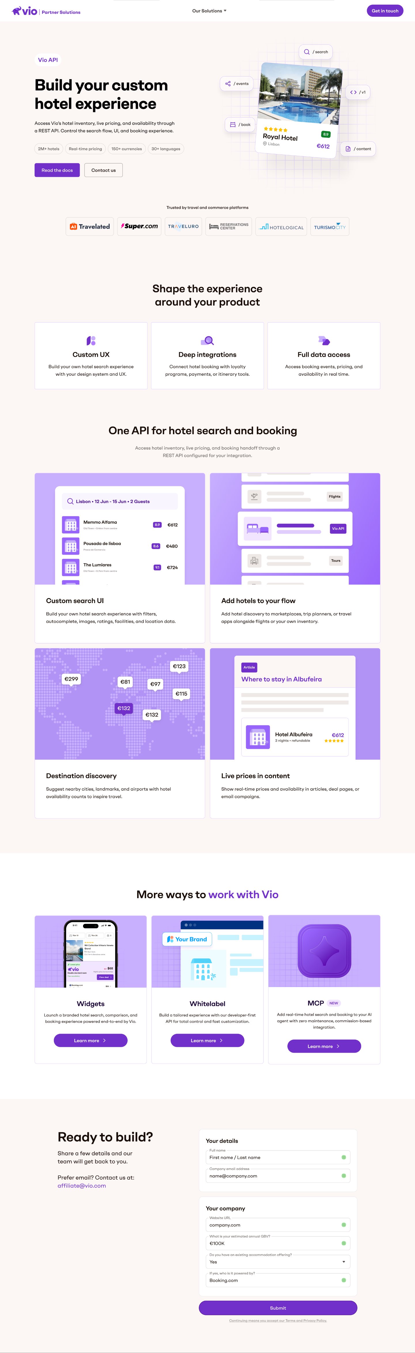 Vio Partner Solutions — API page